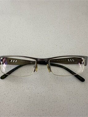 Faconnable Men's Semi-Rimless Glasses Green and Silver with Generic Black Case